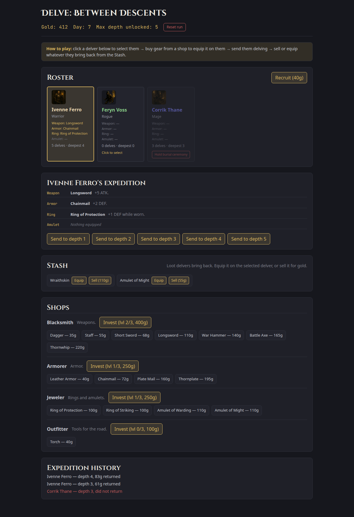 Delve: Between Descents