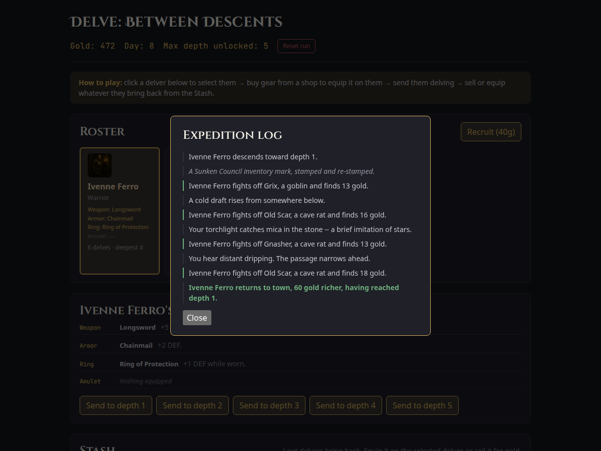 Expedition log modal