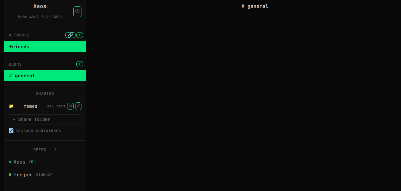 waste-go daemon mode — networks, rooms, folder sharing, and peer list
